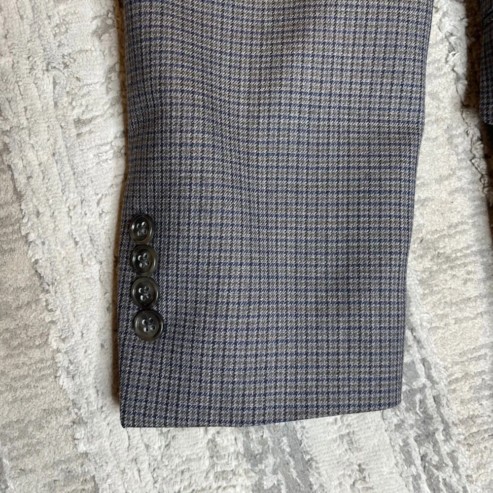 Jos A Bank Executive Blazer Mens 42R Grey‎ 100% Wool Houndstooth Sport Coat 42R